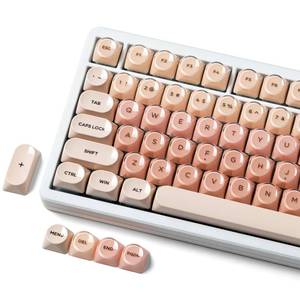 lot 4228 image: PBT Keycaps, Flesh Pink Foundation Jelly Keycaps MOA Profile, 128 Keys Elegant Cute Custom Key caps for Cherry Gateron MX Mechanical Keyboard, Ergonomic, No Tear & Never Fades