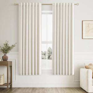 lot 4229 image: Guken Cream 100% Blackout Curtains 64 Inch Length 2 Panels Set for Living Room Bedroom Back Tab Thermal Insulated Black Out Linen Drapes Room Darkening Window Curtains