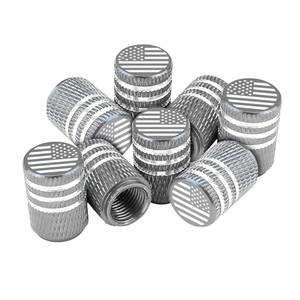 lot 4247 image: American Flag Tire Valve Stem Caps, 8 Pcs Anti-Theft Premium Metal Rubber Seal Tire Valve Caps, Universal Fit for Cars, SUVs, Bike and Bicycle, Trucks, Motorcycles (Grey) 5 PACK