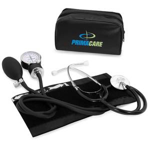 lot 4257 image: PrimaCare Medical DS-9197-BK Professional Classic Series Manual Adult Size Blood Pressure Kit, Emergency Bp kit with Stethoscope and Portable Leatherette Case, Nylon Cuff, Black