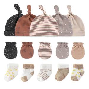 lot 4259 image: Ruliby Baby Girl Hats Mittens and Socks Set Cotton Newborn Hat Beanie Soft Infant Boy Caps Gloves 0-6 month