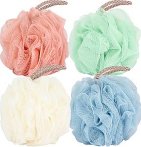 lot 4273 image: Fu Store Loofah Sponge 60g Shower Loofahs 4 Colors Bath Sponges Mesh Balls for Body Scrubber Exfoliator Wash Back Scrubber Bathroom Men Women - 4 Pack Scrubbers Cleaning Bathing Accessories