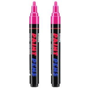 lot 4282 image: Craiiby Pink Paint Pens Paint Markers - 2 Pack Permanent Quick Dry Waterproof Marker Pens for Rocks Wood Fabric Plastic Canvas Glass Mugs Metal Tire Stone