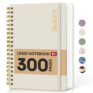 lot 4298 image: Lined Spiral Notebook Journal for Work, 300 Pages Thick B5 (7.1x10) College Ruled Journal for Women & Writing, Hardcover Notebook for Note Taking, Perfect for Office Home School Supplies, Grey Beige