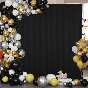 lot 4299 image: 10x10FT Black Backdrop Curtains for Parties - Black Backdrop Curtain for Baby Shower Birthday Photo Home Party Backdrop Curtains 5x10FT 2 Pcs