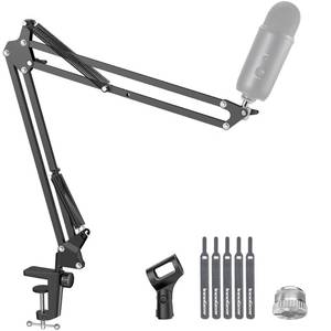 lot 4304 image: InnoGear Boom Arm Microphone Mic Stand for Blue Yeti HyperX QuadCast SoloCast Snowball Fifine Shure SM7B and Other Mic, Black