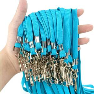 lot 4313 image: Korty Light Blue Lanyard Bulk 50 Packs Badge Lanyards for ID Badges Neck Cruise ID Holder Name Tag (50, Light Blue)