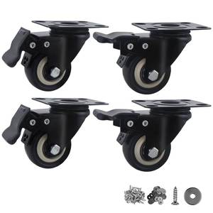lot 4320 image: Htudcoue 2 Inch Wheel Casters,Set of 4 Heavy Duty Casters,with Brake,No Noise Locking Polyurethane (PU) Wheels, for Furniture and Workbench Load 800lbs