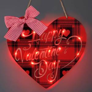lot 4321 image: Valentines Day Door Sign Decorations for the Home - Lighted Up Valentines Front Door Wall Hanging Decor