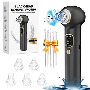 lot 4322 image: Pore Vacuum Blackhead Remover Kit - 5 Suction Heads & Extractor Tools, 3 Adjustable Suction Levels - Facial Pore Cleansing for Women&Men (Black)