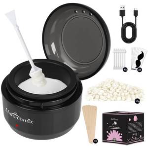 lot 4323 image: Nose Waxing Kit for Women & Men - Mini Portable Wax Warmer for NoseEarEyebrowBeardLip Fuzz Hair Removal with 50g Hard Wax Beans, 10 Applicators & 5 Nose Hair Sticks &1 Silicone Pot - 5V USB