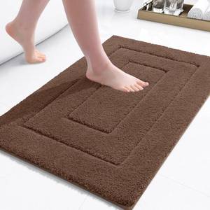 lot 4328 image: Buganda Bathroom Rugs, 24 x 16, Soft and Absorbent Microfiber Bath Rugs, Non-Slip Shaggy Shower Carpet, Machine Wash Dry Bath Mats for Bathroom Floor, Tub and Shower, Brown