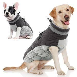 lot 4333 image: AOFITEE Dog Coat, Warm Dog Winter Coat, Reflective Cold Weather Dogs Puffer Jacket with Harness Built in, Waterproof Pet Fleece Vest Snowsuit for Small Medium Large Dogs, Grey L