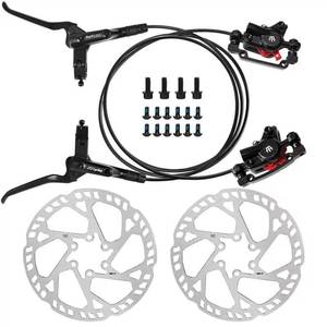 lot 6194 image: A2-Pistons MTB Disc Brake Set Hydraulic Disc Brake Kit Left Rear Right Front with 160mm Rotors Aluminum Alloy Hydraulic Brake Fit for Mountain Bike E-Bike Fat Bike (Black)