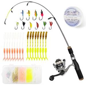 lot 6196 image: Aventik Ultralight Ice Fishing Rod and Reel Combo 26283032 inch Medium Light Fast Action Multi-Species Ice Fishing Combos for Walleye Perch Panfish (Hollow Rod Kit, 28)