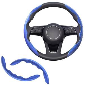 lot 6208 image: A2pcs Universal Fit Carbon Fiber Steering Wheel Cover, Anti-Skid Steering Wheel CoverSegmented Steering Wheel ProtectorCar Interior Accessories (Blue)