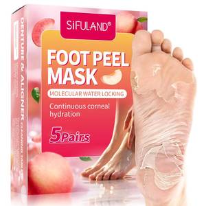lot 6213 image: Foot Peeling Mask 5 Pairs - Foot Mask for Dry Cracked Feet, Feet Peeling Masks that Remove Dead Skin for Soft Heels (Peach)
