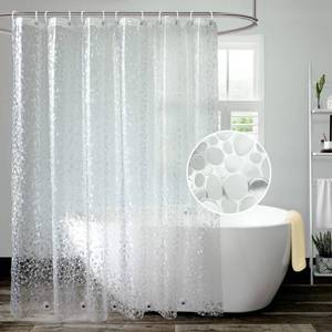 lot 6218 image: AooHome EVA Shower Curtain Liner, Shower Curtain Cobblestone Patten with Bottom Magnets, Rust Proof Grommets, Semi Transparent, 72W x 75L inch
