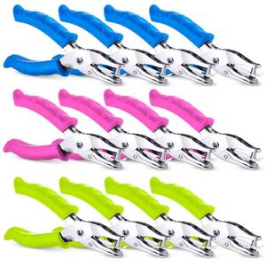lot 6221 image: 12 Pcs Metal Paper Punch 14 Inch Single Hole Punch with Grip Handles Single-Hole Tag Punchs Circle Shape Puncher Heavy Duty Hole Puncher for Craft Paper Greeting Greeting Cards Notebook