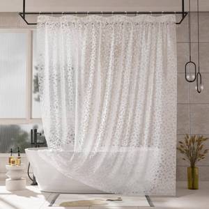 lot 6227 image: AmazerBath Heavy Duty Shower Curtain Liner, 100% EVA Clear Shower Curtain and Liner 2-in-1, 72x72 Luxury Plastic Weighted Bathroom Cobble Shower Liner, 12 Rustproof Grommets & 3 Heavyweight Stones