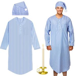 lot 6266 image: Toulite 4 Pcs Christmas Mens Pajama Set Nightshirt Sleeping Cap Candle Holder Candle Nightgown Gown Costume for Xmas Holiday(X-Large)