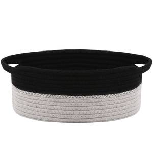 lot 6269 image: JMvicyroam Woven Basket,Small Rope Storage Bin with Handles & Ribbon Bag, Organizer for Shelves Closets,Gift Basket Empty for Birthday,Books,Dog Toys, Black&Grey