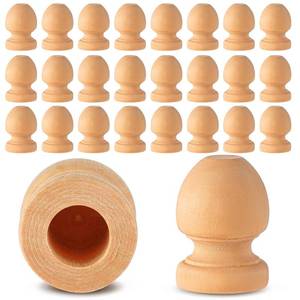lot 6275 image: Pinkunn 30 Pcs Wood Finials Dowel Rods Caps 1-116 Inch Tall with 38 Inch Hole Unfinished Wood Drawer Knobs Pulls Handles Small Acorn Wooden Rods Caps for Crafts, DIY, Cabinet, Furniture