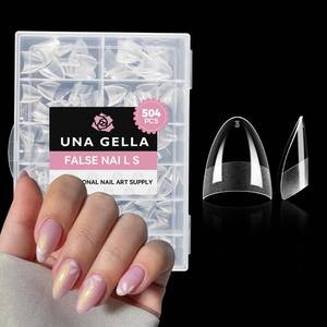 lot 6286 image: UNA GELLA Short Almond Gel Nail Tips 504PCS Acylic Nail Tips Almond Shape Extra Short Pre Etched Half Cover 12sizes Salon Quality Soft Press On Nails DIY for Home Nails Extension