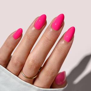 lot 6288 image: BTArtbox Press On Nails Short - Hot Pink Almond Press On Nails with Glue for Women, Opaque Soft Gel Glue On Nails in 16 Sizes - 32 Stick On Nails Kit, Power Pink