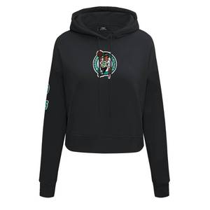 lot 6297 image: Pro Standard Womens NBA Boston Celtics Classic Chenille Cropped Pullover Hoodie Black M