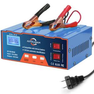 Car Battery Charger 12V 24V, Heavy Duty 6AH~105AH - 12 Volt Battery Charger with Auto/Manual Modes for Motorcycle, Marine