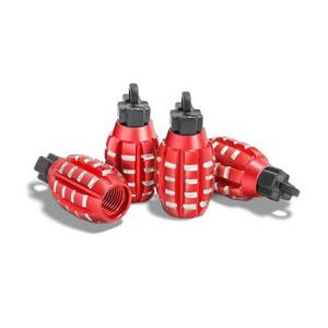 lot 6303 image: Aluminum Valve Stem Caps, 4 Pcs Creative Styling Car Wheel Tire Valve Caps for Car Truck Motorcycle Bike (Red) one red three black ones