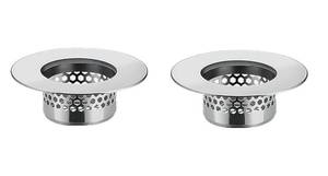 lot 6332 image: A2Pcs Polished Silver Shiny Drain Strainer - Fits 1.25-1.60 Hole  Stainless Steel Hair Catcher for BathroomBathtubLaundryRV Sink