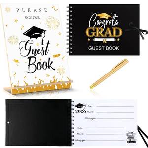 lot 6333 image: Nezyo 3 Pcs Graduation Guest Book Class of 2026 Graduation Sign Book with Pen Wood Table Sign Party Supplies for High School College Graduate Gift(Elegant)