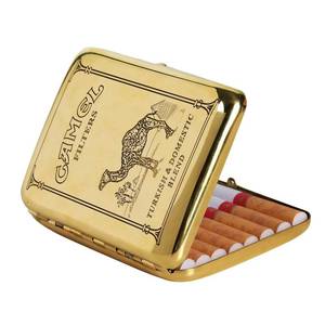 lot 6337 image: Metal Cigarette Case, Hold 16 Cigarette Vintage Copper Camel Cigarette Case Smoking Boxes, Portable Waterproof (Color  Brass, Size  9.5x7cm)