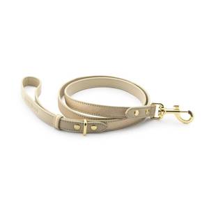 lot 6350 image: Nina Woof Rio Vegan Leather Dog Leash (4ft) Padded Luxury Lead - Compatible with Collars (Gold)