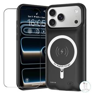 lot 6371 image: YINGYKJ Battery Case for iPhone 17 Pro Max, Upgraded 12000mAh Pack Rechargeable Charger Case with Wireless Charging Compatible for iPhone 17 Pro Max (6.9 inch) External Battery Charging Cover (Black)