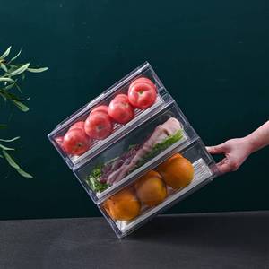 lot 9765 image: Diskary Fridge Organizer, Stackable Refrigerator Organizer Bins, Reusable Food Storage Containers, Fridge Drawer Organizer in Home Kitchen, Barbecue Shop, Restaurant, BPA-Free (2 Drawers, Medium)