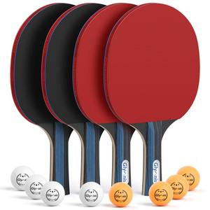 lot 9769 image: Glymnis Ping Pong Paddles Set of 4 Table Tennis Rackets with 8 Balls, Storage Case for Indoor Outdoor Table Tennis Paddle Game Accessories