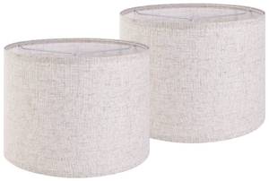 lot 9771 image: Set of 2 Drum Lampshades for Table, Floor & Bedside Lamps - 13  13  10 inch, Medium Beige Gray Shades - Natural Fabric Spider Fitter - Modern & Rustic Interiors - By GO&SO Assembly Required