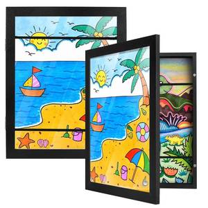 lot 9772 image: PECULA 2 Packs Kids Art Frame, 8.5x11 Front Opening Kids Artwork Frames Changeable, Holds 100 Drawings Artwork Frames for Kids Art, 3D Picture, Craft Storage, Hanging Wall Decor(Black)