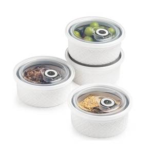 lot 9780 image: MISSYSSIM Ramekins 6 oz with Lids Oven Safe, Small Creme Brulee Ramekins with Covers, Ceramic Ramekin Set of 4, Mini Prep Pinch Bowls - Dishwasher and Oven Safe, White