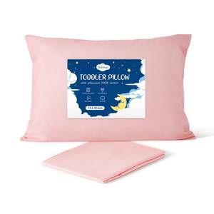 lot 9796 image: Babebay Toddler Pillow,13X18 Soft Kid Pillow for Sleeping, Machine Washable Toddler Pillow with Cotton Pillowcase, Age 2 to 5 (Pink)