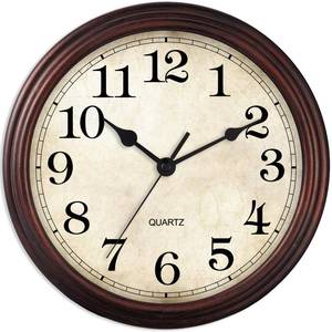 lot 9797 image: HYLANDA Wall Clock, 9 Inch Silent Non Ticking Classic Battery Operated Clocks, Decorative for Living Room, Bedrooms, Bathroom, Kitchen Office (Bronze)