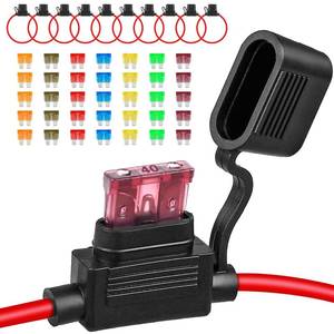lot 10003 image: 10 Pack Inline Fuse Holder 12V, Professional 12 AWG Waterproof Fuse Holder with 35 Pcs (5A7.5A10A15A20A30A40A) Standard Car Fuses, Giwiemi in Line Fuses Holders 12v for Marine Auto and Circuits