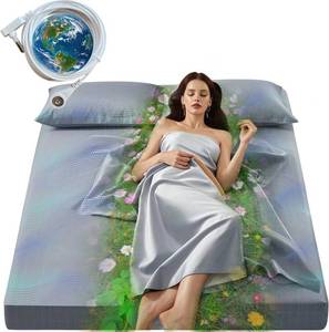lot 10007 image: Grounding Sheets with 90% Organic Cotton 10% Pure Silver Fiber Earthing Grounding Fitted Sheet Earth Connected Bed Sheets with Reinforced Grounding Cord for Better Sleep (Dark Grey, Queen)