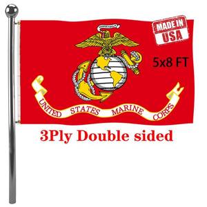 lot 10017 image: Jayus Double Sided US Marine Corps Military Flags 5x8 FT Outdoor - Vivid Colors 220D USMC Flag Banner with 3 Grommets