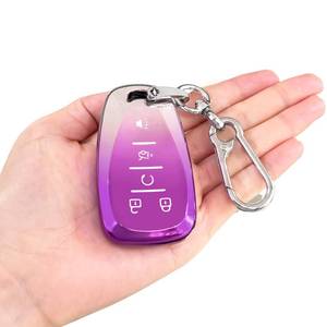 lot 10024 image: PIFOOG Key Fob Cover fit for Chev 5 Button Soft TPU Car Keys Case Shell Keychain Accessories for Malibu Equinox Blazer Traverse Camaro Cruze Trax LT Trailblazer Spark Smart Keys Gradient Purple 1