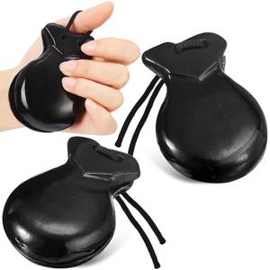 lot 10028 image: Motionchic 2 Pack Spanish Castanets Flamenco with String Traditional Wood Hand Percussion Castanets for Adults Music Instrument Spain Souvenir Gift, 1 Pair(Black)