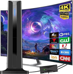 lot 10049 image: Digital Antenna for Smart TV Indoor, 2026 HD Antennas with 3M-Stick Base, 360°&Long Range Reception 4k 1080p for Local Channels, Easy Setup Antenna for TV Without Cable (Black)